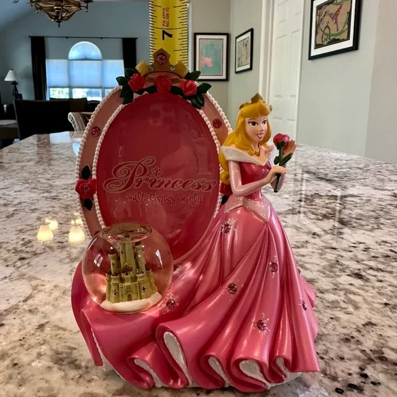 RARE Disney Sleeping Beauty Picture Frame Mini Water Snow Globe Princess  Aurora